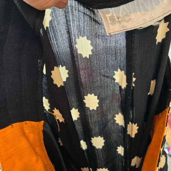 Vintage Platinum High Waisted Black White Pearl Button Sheer Crepe Boho Pants - Picture 5 of 5